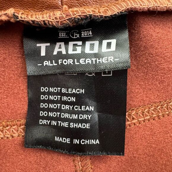 TAGOO Faux Leather Pants Women’s Small Brown High Rise Skinny Stretch Pull-On - Picture 3 of 9